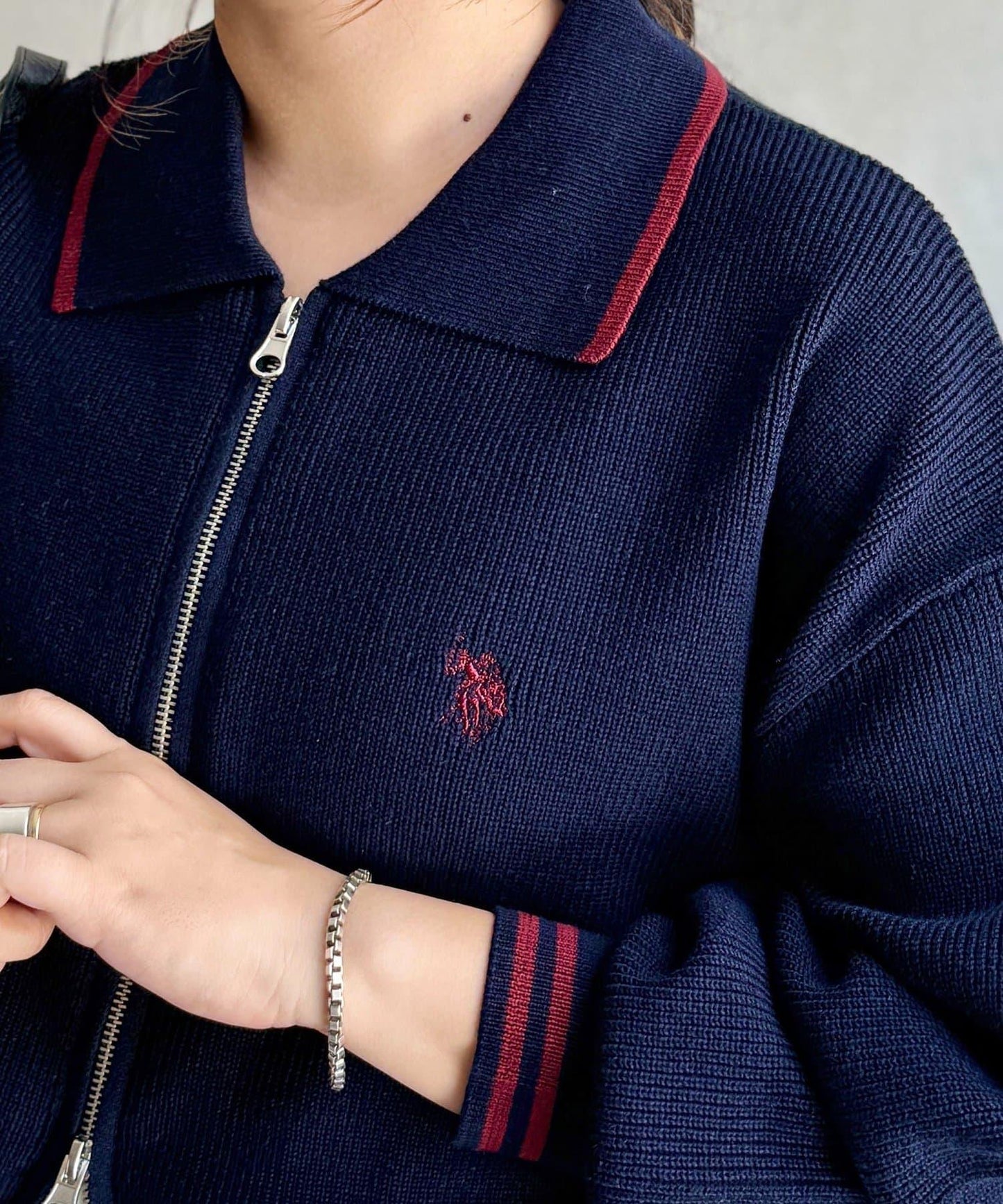 【U.S. POLO ASSN.】帶領拉鍊開衫