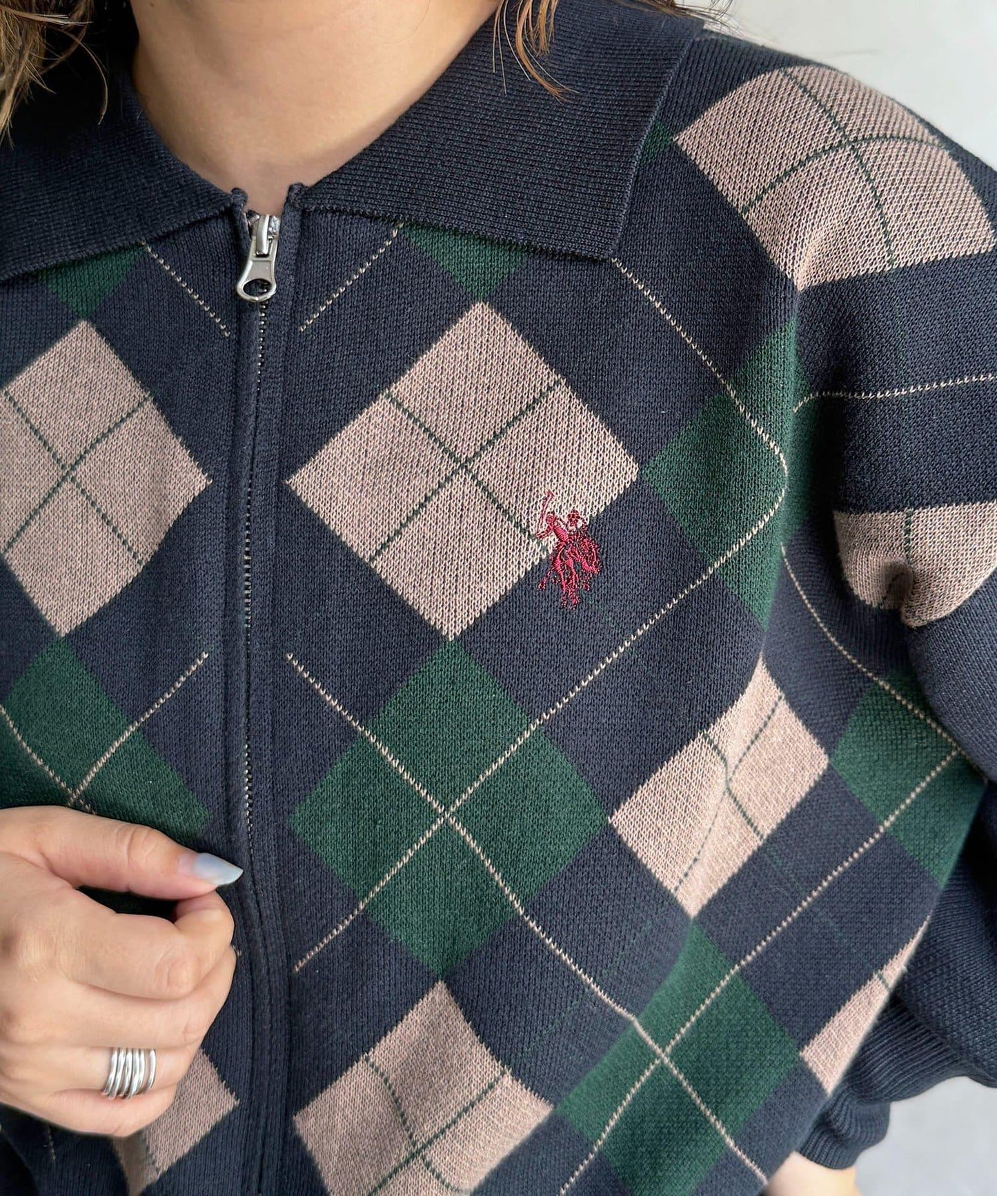 【U.S. POLO ASSN.】帶領拉鍊開衫