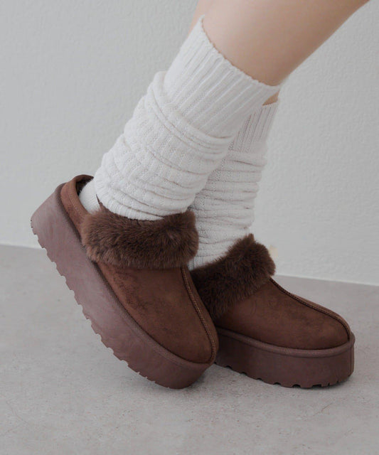 仿麂皮羊羔絨涼拖