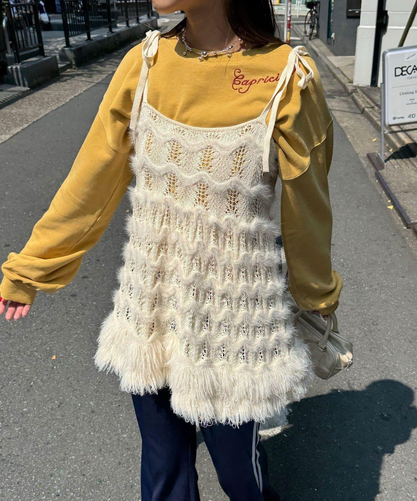 圈圈紗針織長款吊帶連衣裙