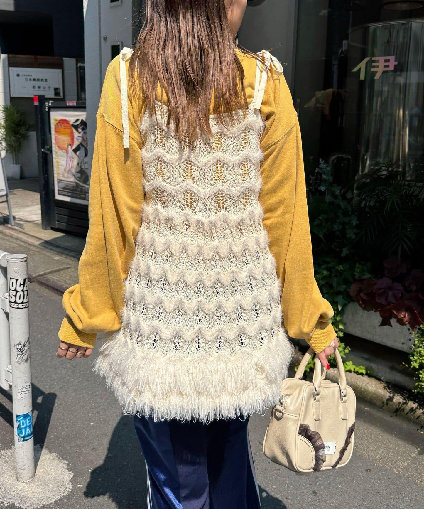 圈圈紗針織長款吊帶連衣裙