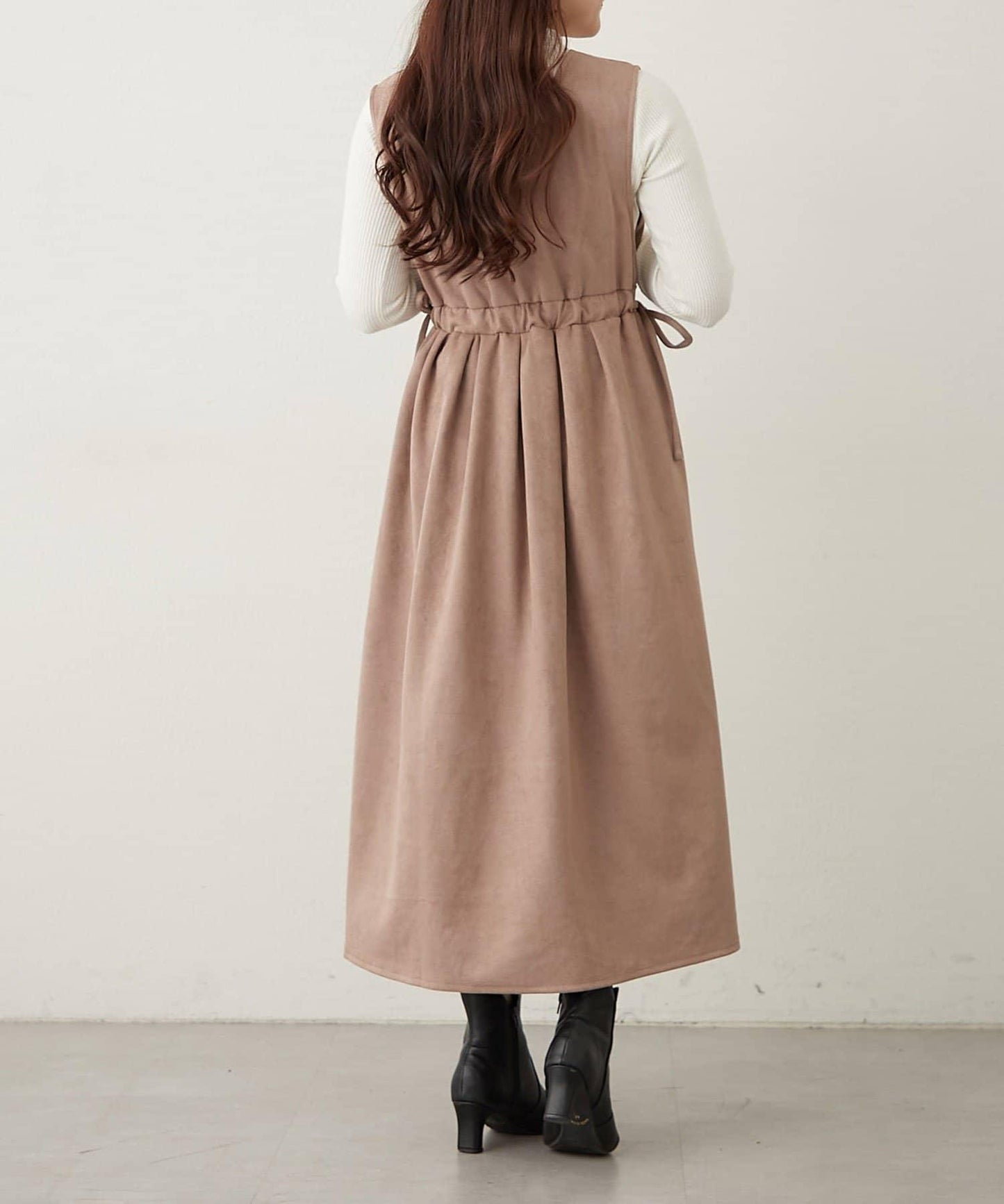 褶皺拼接連衣裙