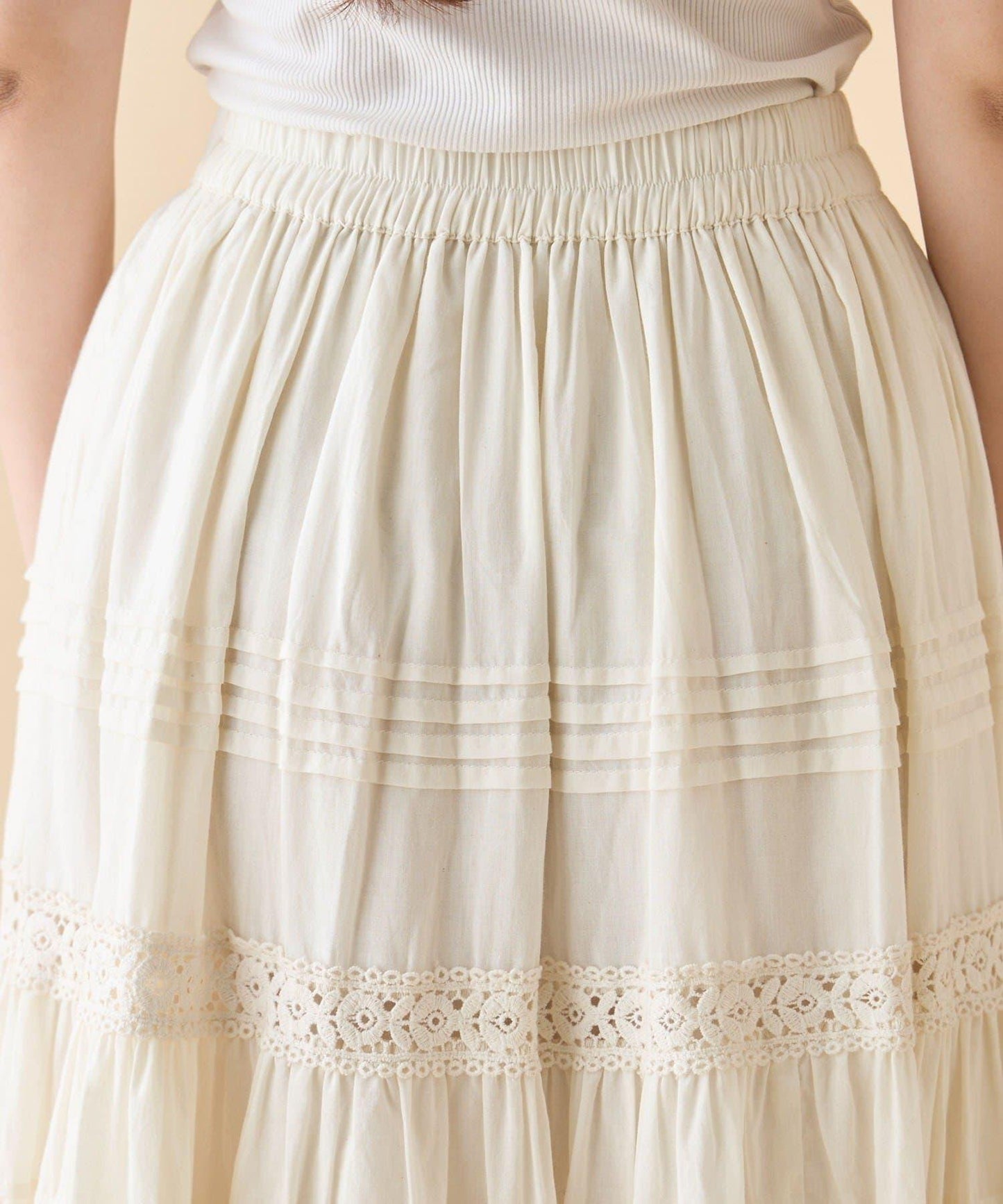 【nane】【India Series】蕾絲拼接長款半身裙