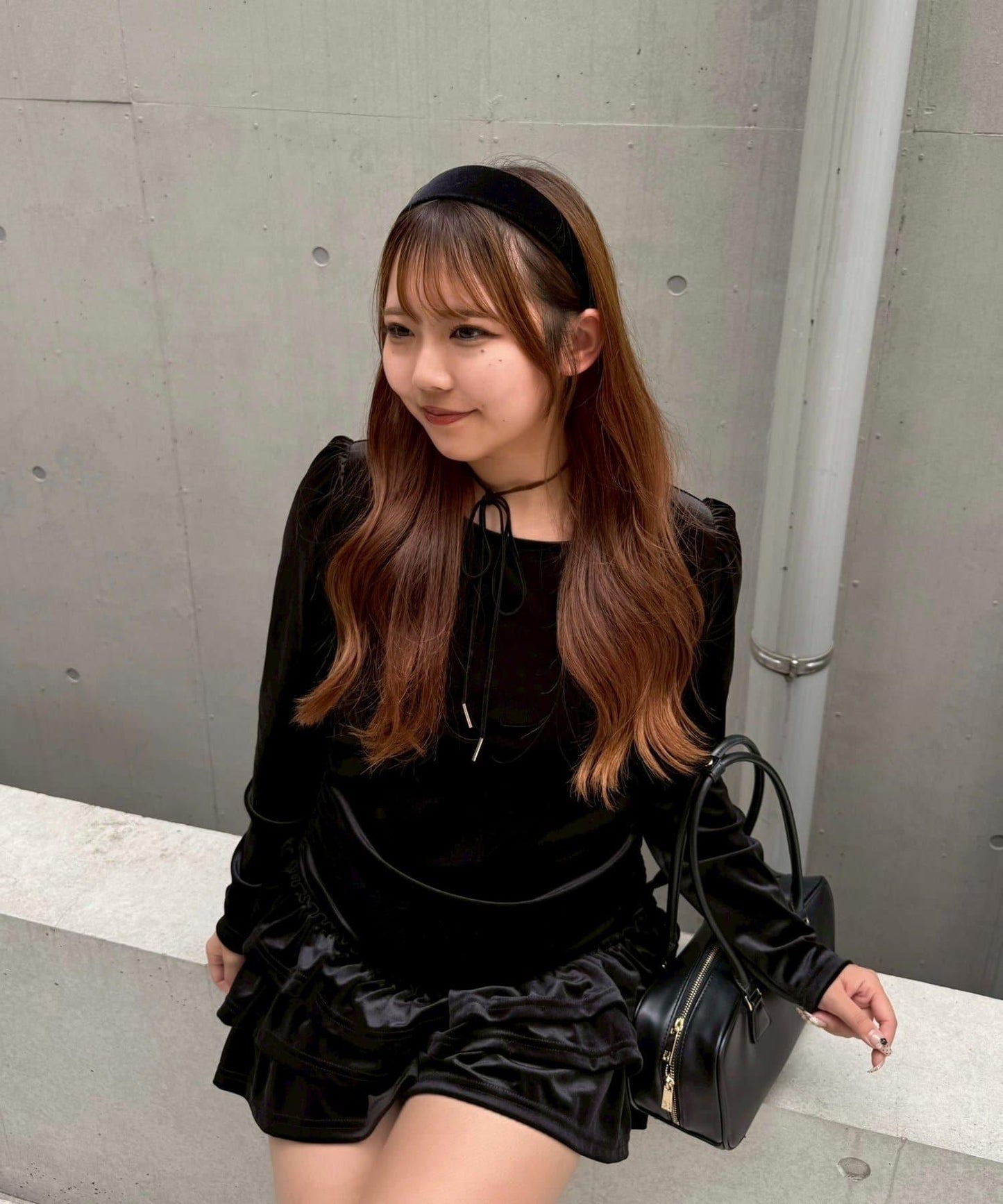 【めい@may_81oセレクト】天鵝絨下襬荷葉邊迷你連衣裙