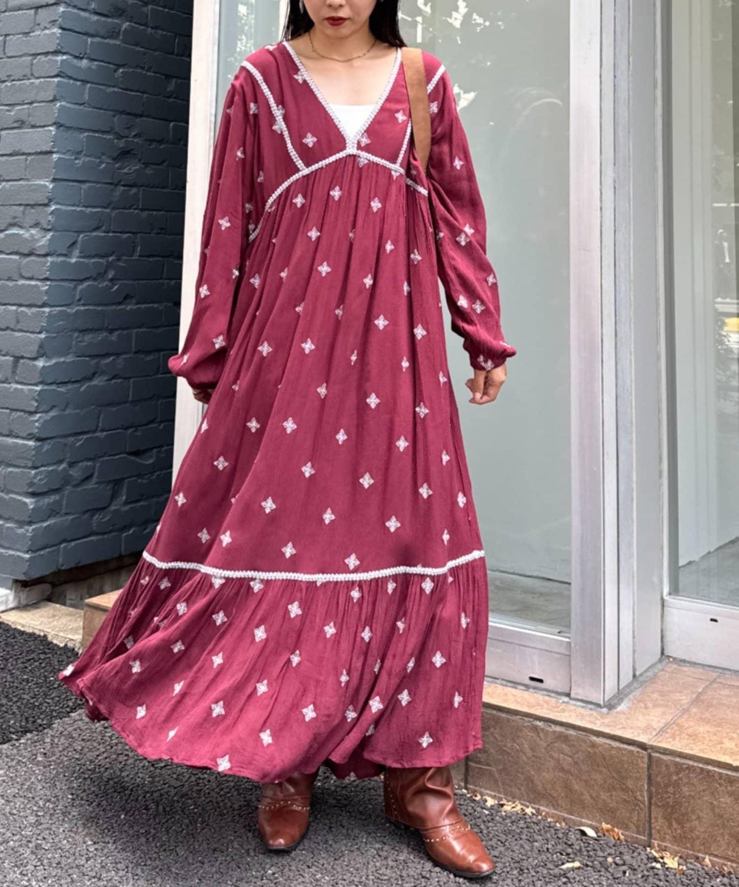 india刺繡連衣裙