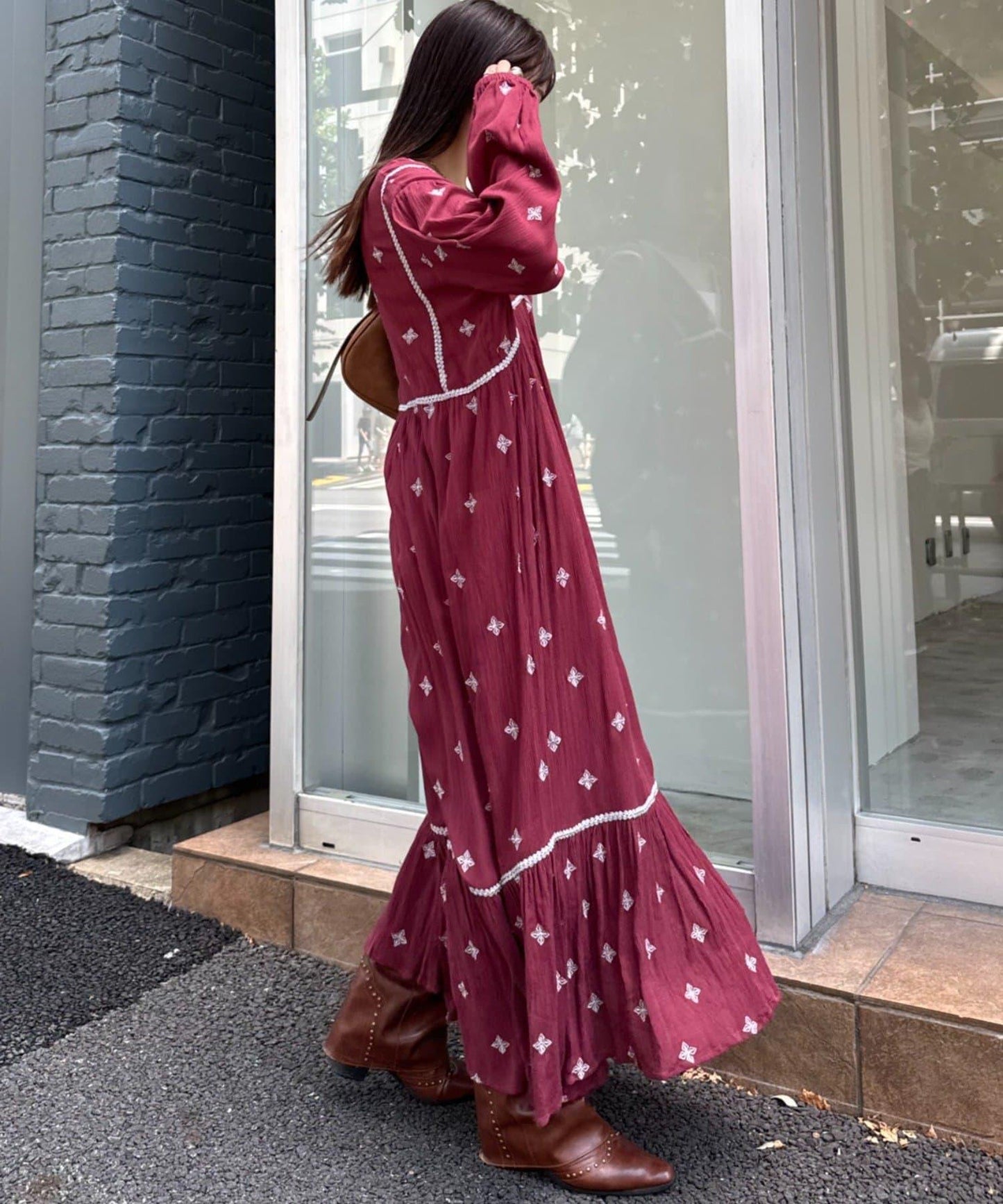 india刺繡連衣裙