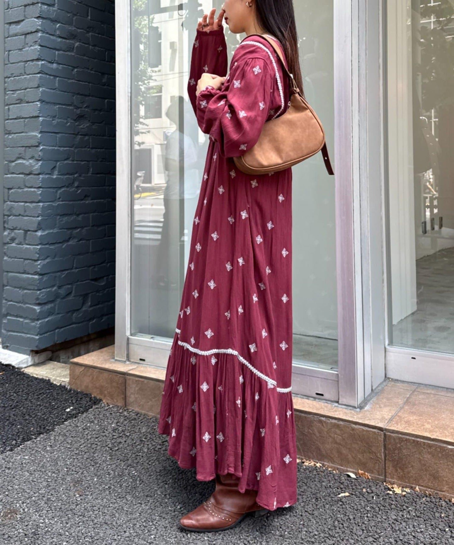 india刺繡連衣裙