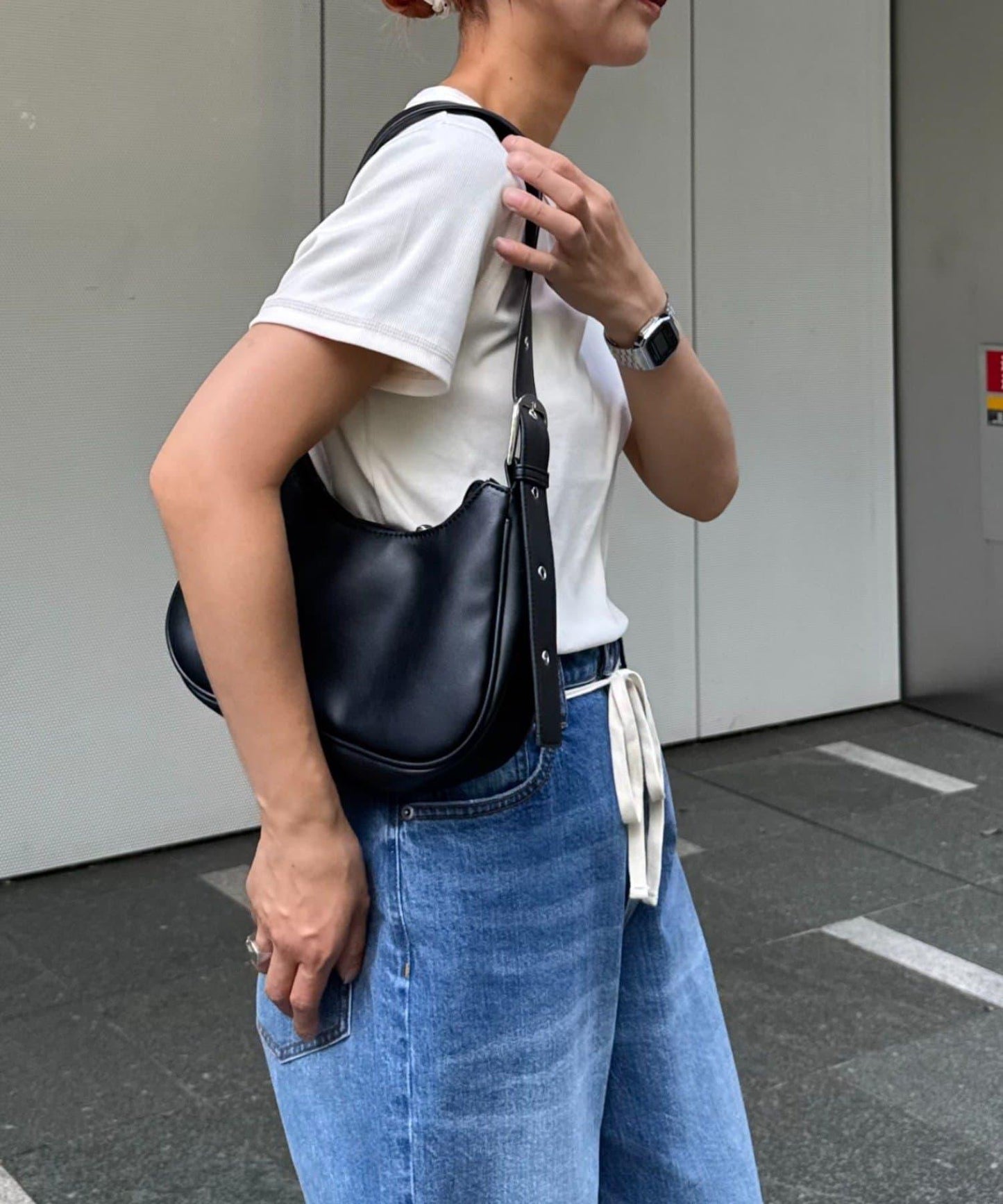 單點刺繡羅紋修身短袖T恤