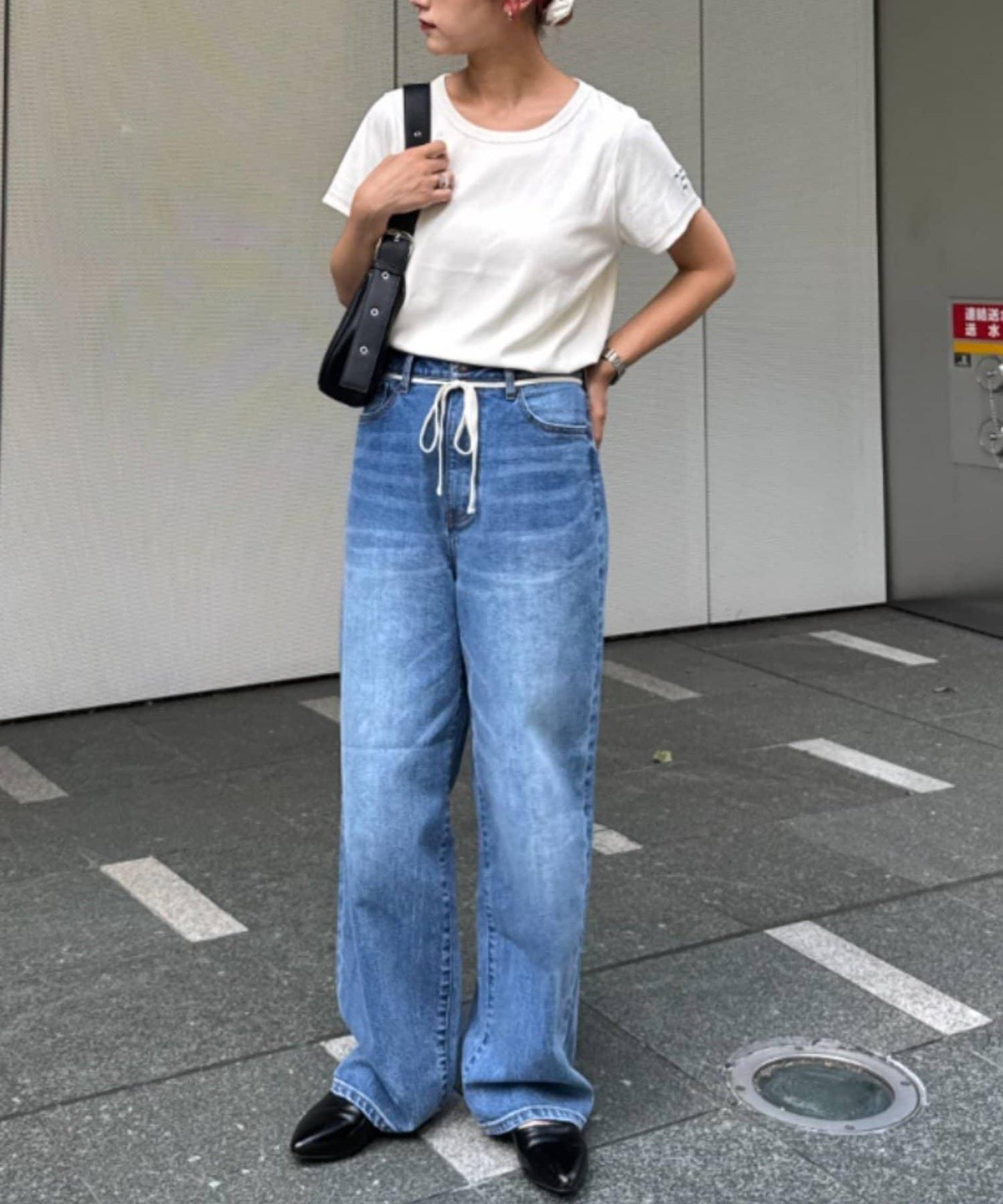 單點刺繡羅紋修身短袖T恤