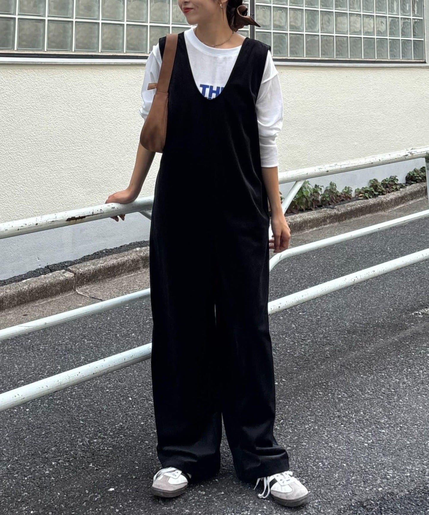 天鵝絨抽繩收腳連體褲