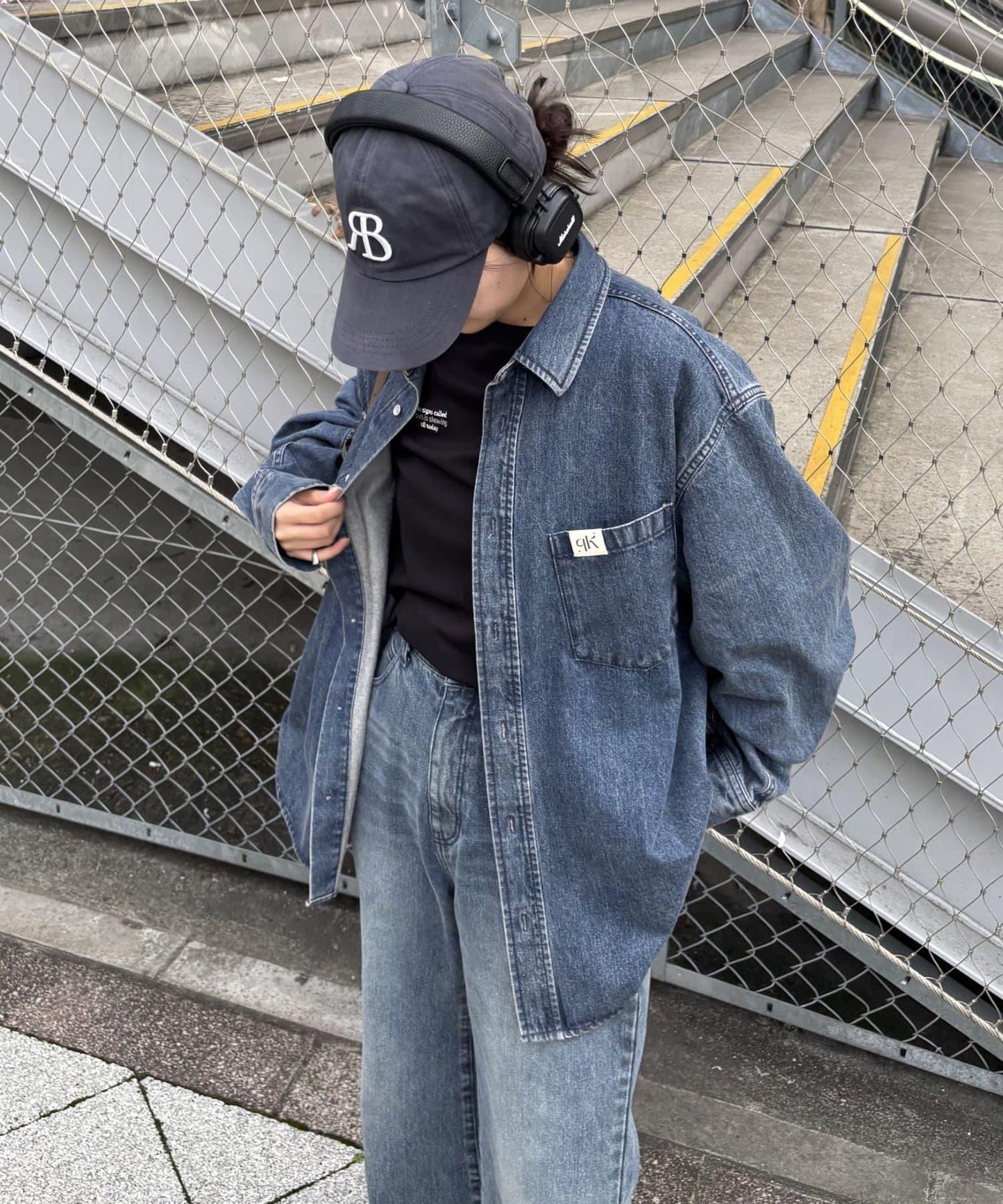 【PIKO企畫 / 】寬鬆褶皺牛仔襯衫