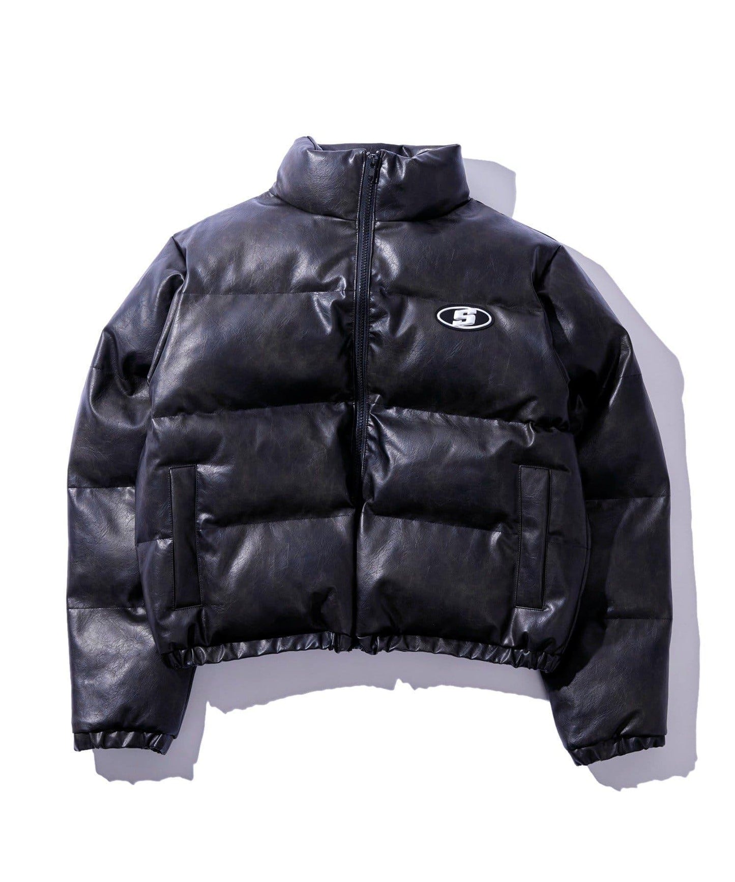 【UNISEX/有尺碼選擇】S字母復古風格加棉皮夾克