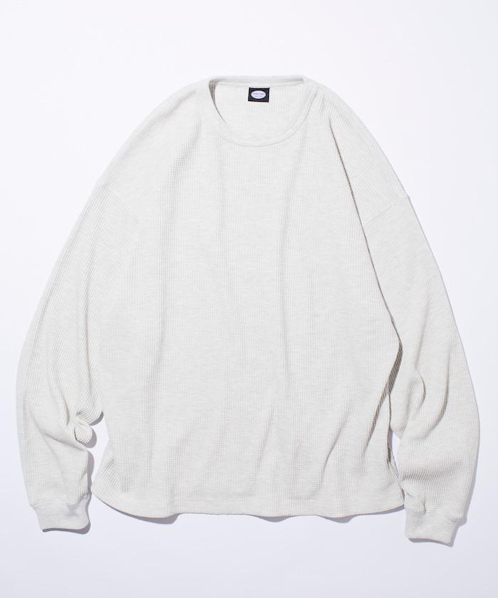 寬鬆版型長袖華夫格保暖長袖T恤