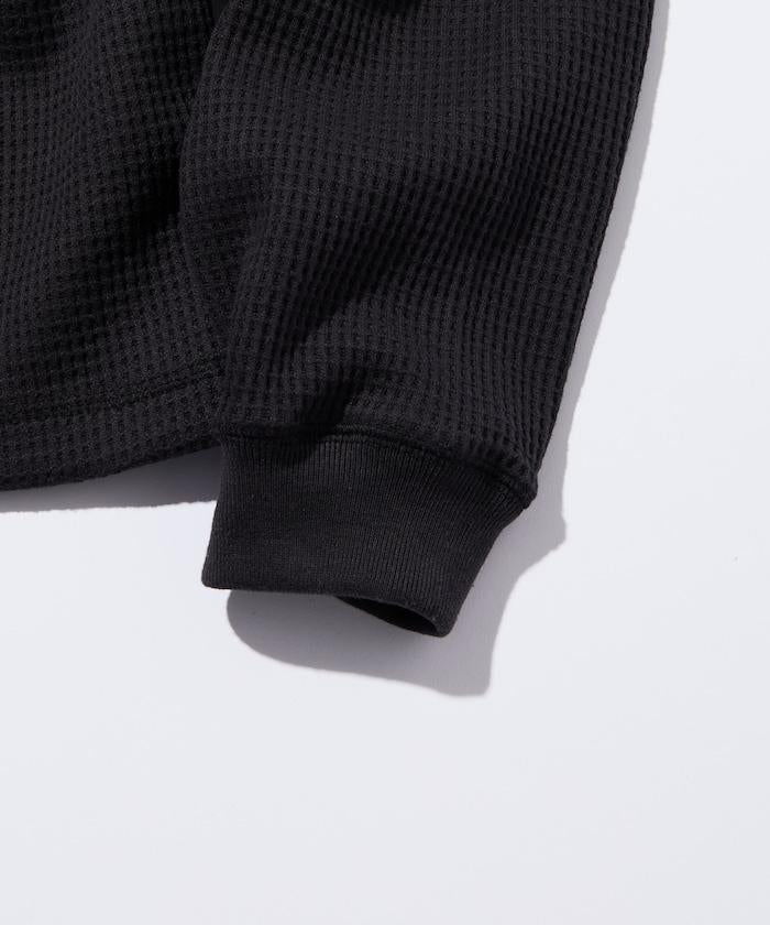 寬鬆版型長袖華夫格保暖亨利領長袖T恤