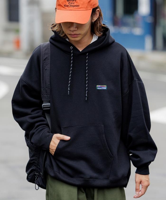 寬鬆版型 單點標誌套頭連帽衛衣/下襬抽繩/加絨內裡