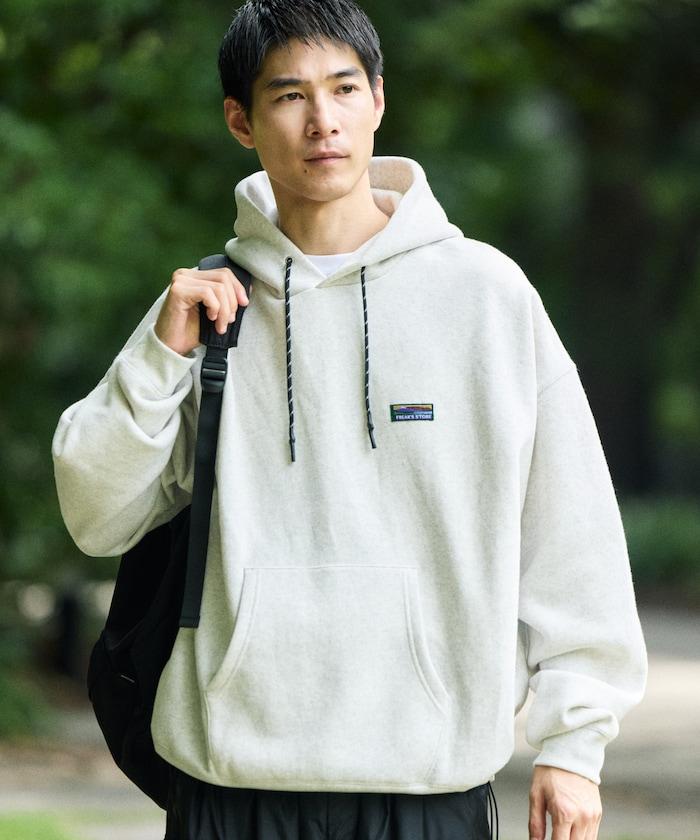 寬鬆版型 單點標誌套頭連帽衛衣/下襬抽繩/加絨內裡