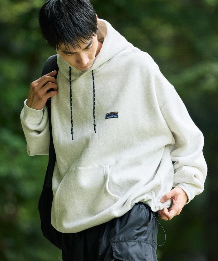 寬鬆版型 單點標誌套頭連帽衛衣/下襬抽繩/加絨內裡