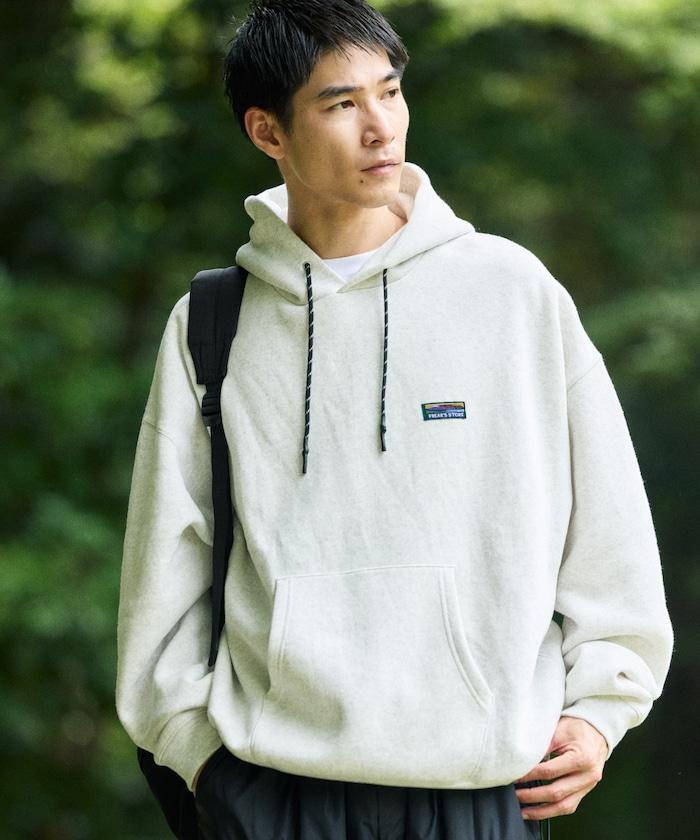 寬鬆版型 單點標誌套頭連帽衛衣/下襬抽繩/加絨內裡