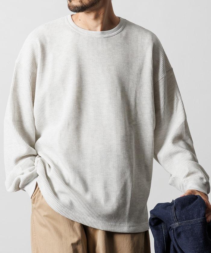 寬鬆版型長袖華夫格保暖長袖T恤