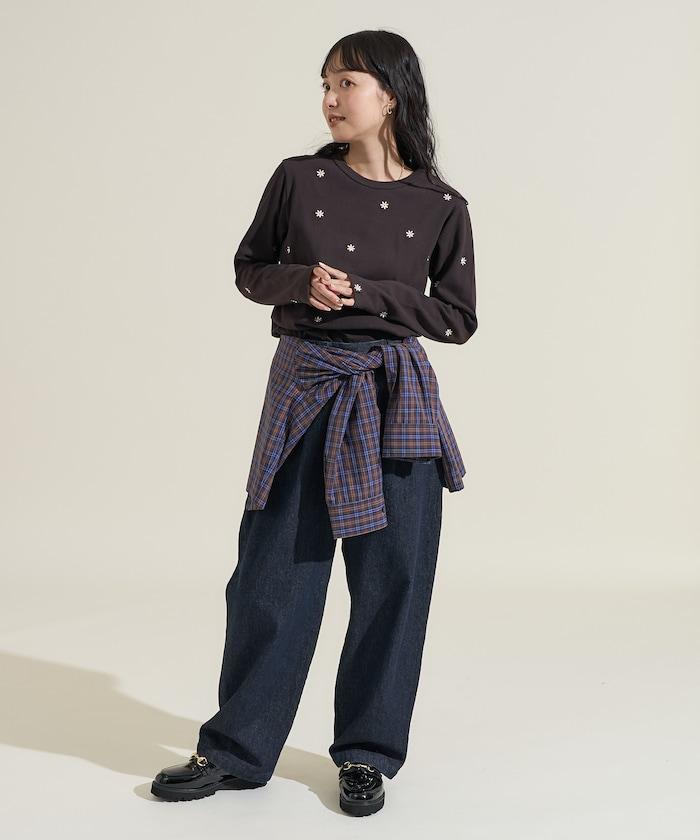 小雛菊刺繡長袖T恤