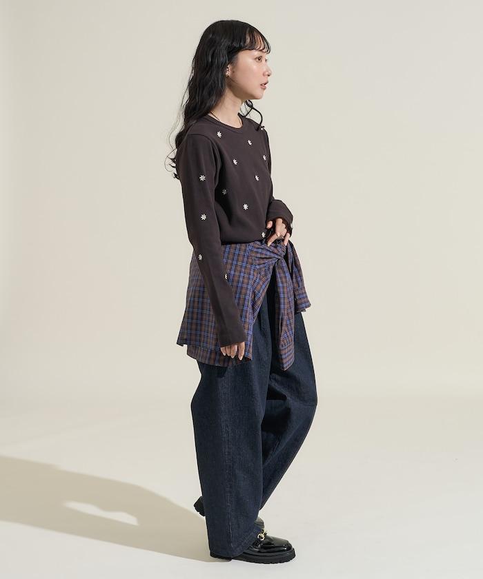 小雛菊刺繡長袖T恤