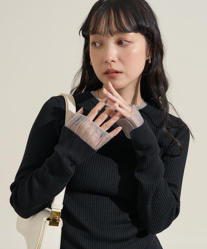 可水洗拼色疊穿透視針織衫