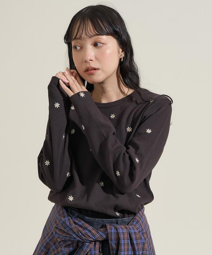 小雛菊刺繡長袖T恤