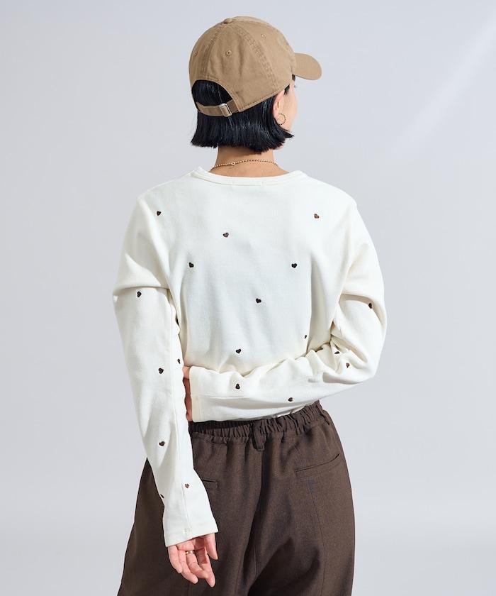 迷你愛心刺繡長袖T恤