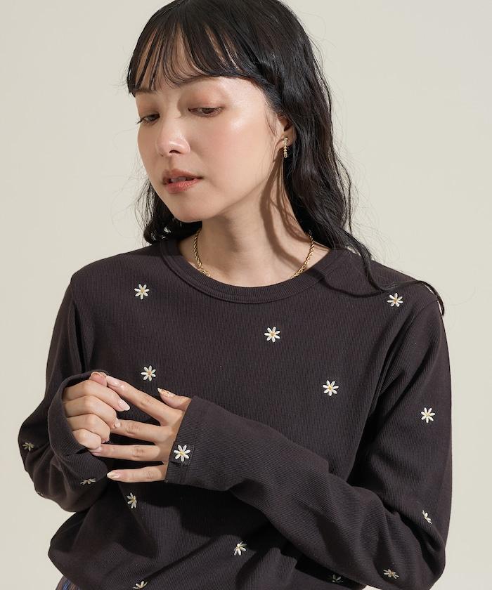 小雛菊刺繡長袖T恤