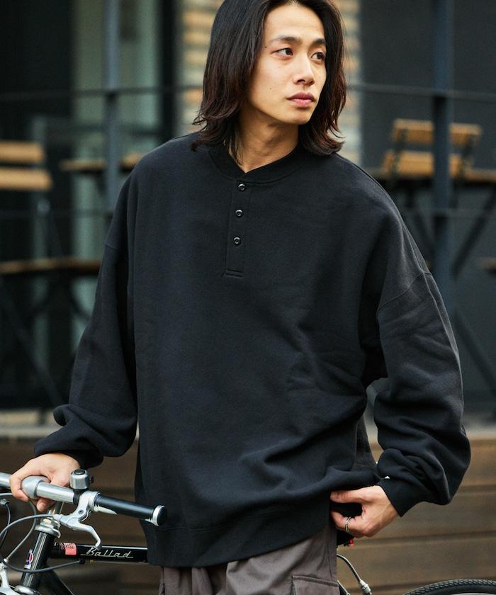 寬鬆版型亨利領衛衣套頭衫