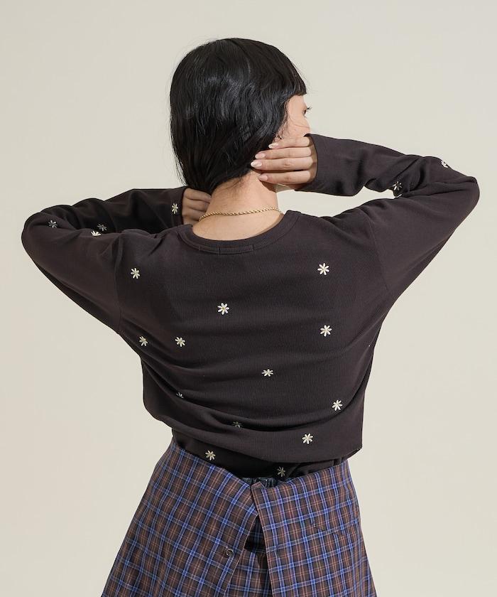 小雛菊刺繡長袖T恤