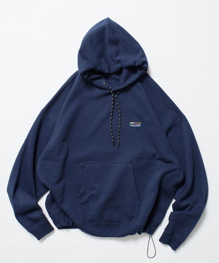 寬鬆版型 單點標誌套頭連帽衛衣/下襬抽繩/加絨內裡