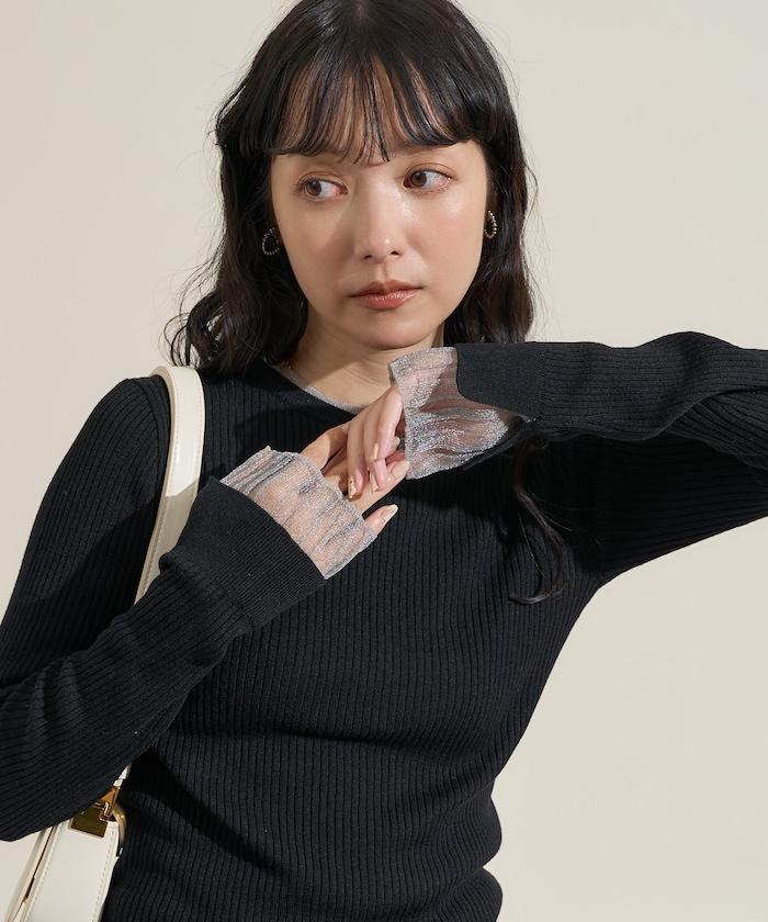 可水洗拼色疊穿透視針織衫