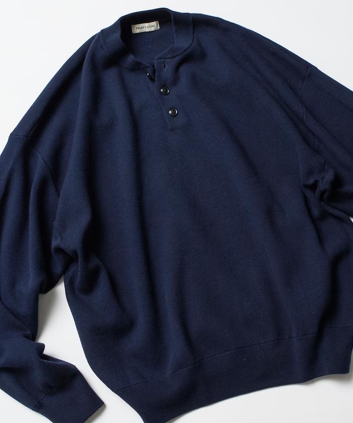 寬鬆版型休閒風汗衫風格亨利領針織衫