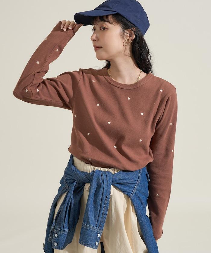 迷你愛心刺繡長袖T恤