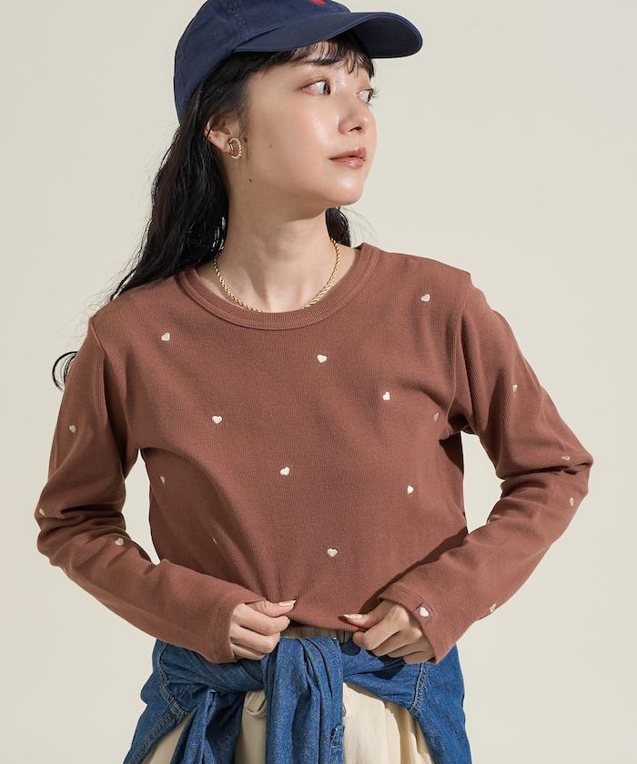 迷你愛心刺繡長袖T恤