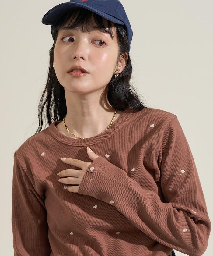 迷你愛心刺繡長袖T恤