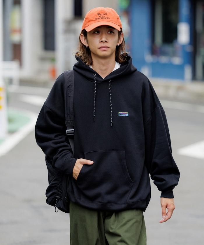 寬鬆版型 單點標誌套頭連帽衛衣/下襬抽繩/加絨內裡