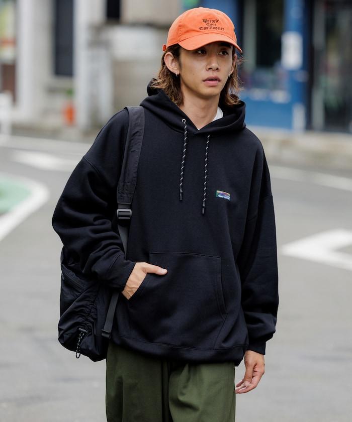 寬鬆版型 單點標誌套頭連帽衛衣/下襬抽繩/加絨內裡