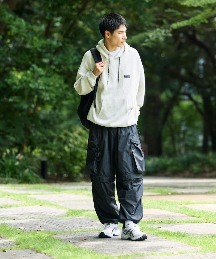 寬鬆版型 單點標誌套頭連帽衛衣/下襬抽繩/加絨內裡