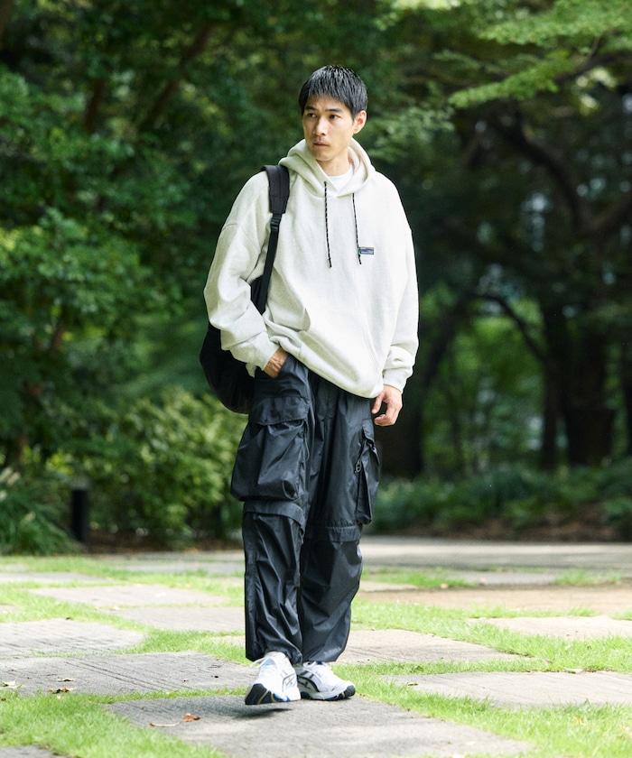 寬鬆版型 單點標誌套頭連帽衛衣/下襬抽繩/加絨內裡