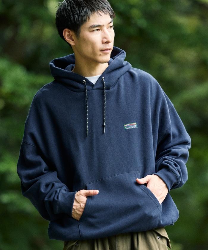 寬鬆版型 單點標誌套頭連帽衛衣/下襬抽繩/加絨內裡