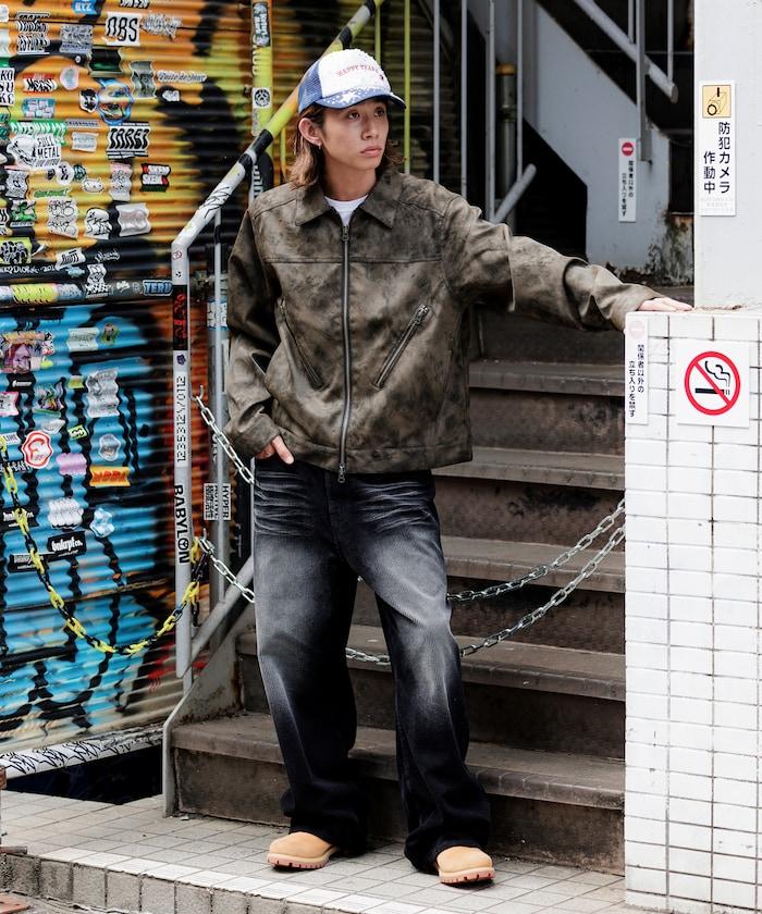 復古水洗燈芯絨寬鬆直筒褲