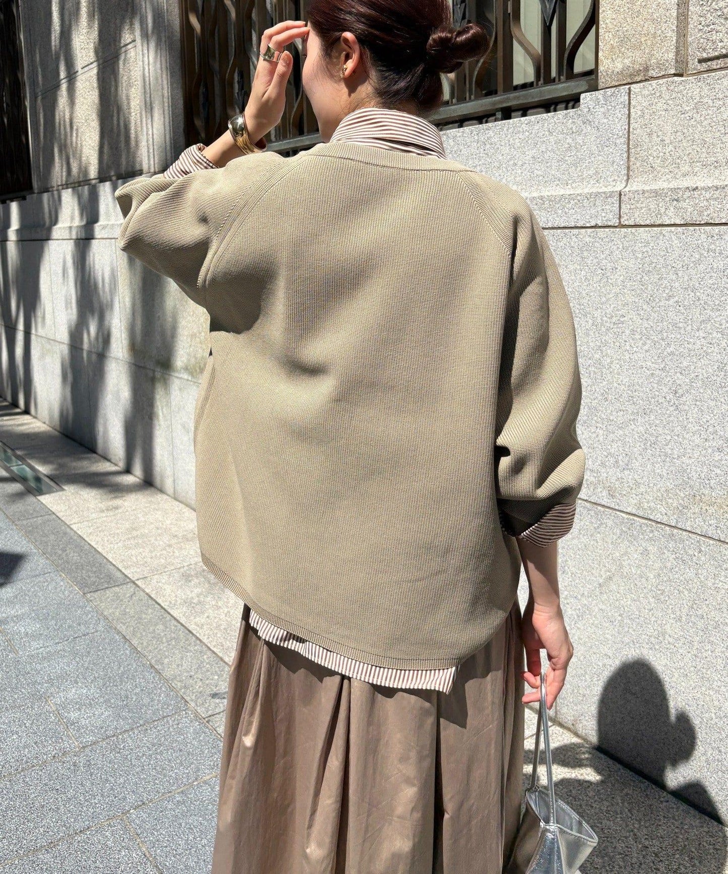 【人氣總選】彈力紗羅紋斗篷針織衫