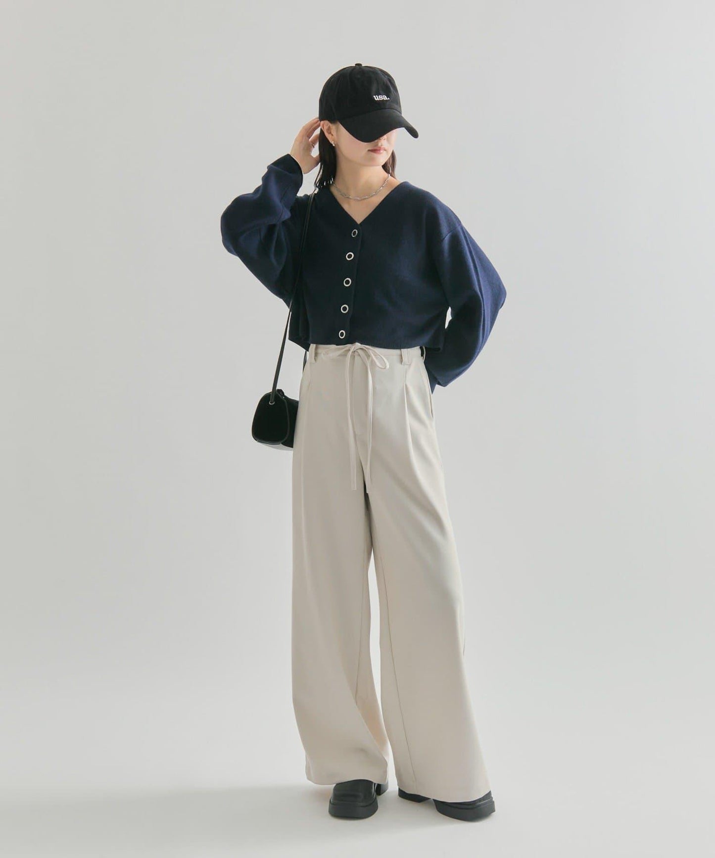 波浪腰帶休閒褲