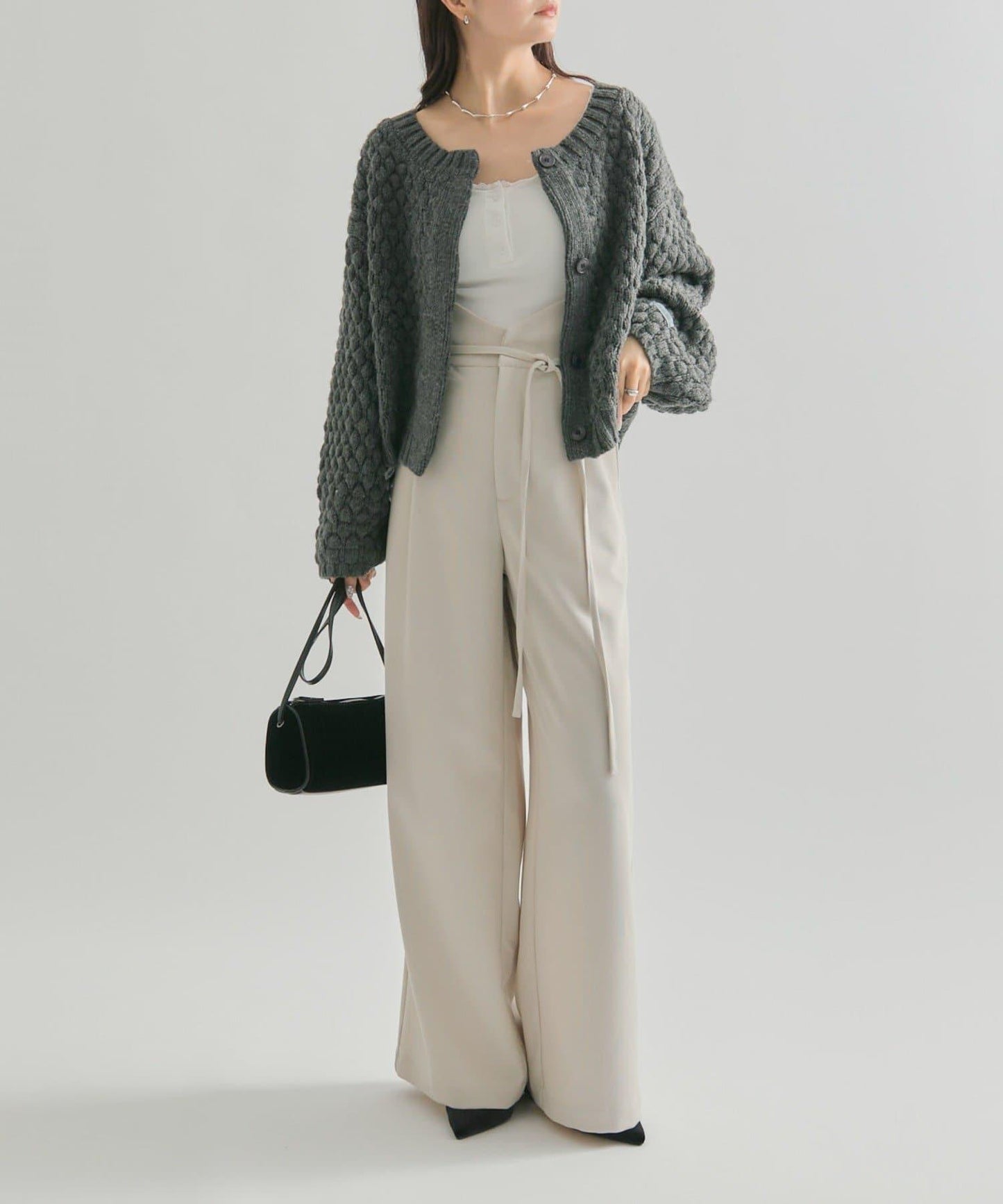 波浪腰帶休閒褲