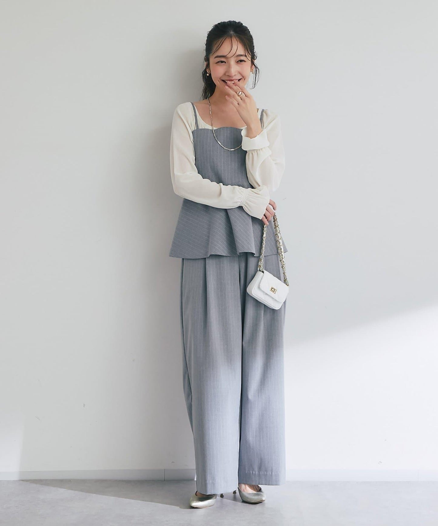 【可成套穿搭・顯瘦搭配】條紋後繫帶吊帶