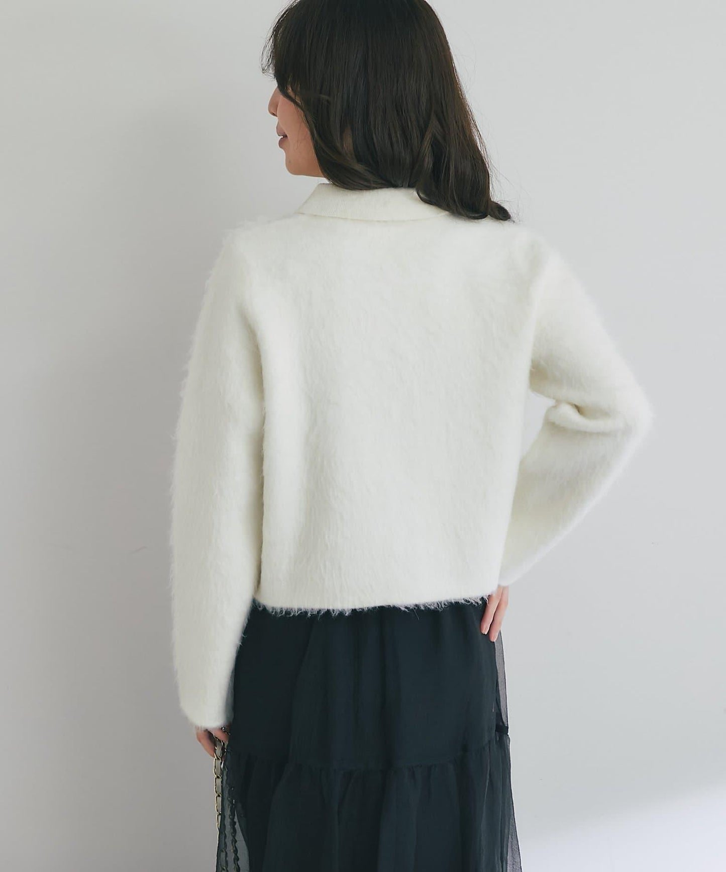 【ON・OFF兩用】帶領拼接針織夾克開衫