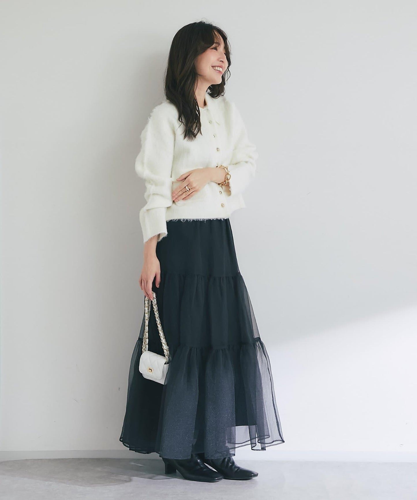 【ON・OFF兩用】帶領拼接針織夾克開衫