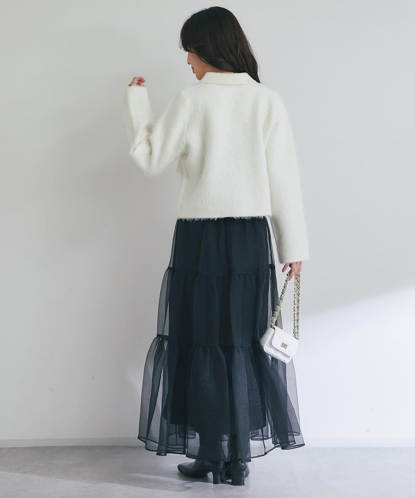 【ON・OFF兩用】帶領拼接針織夾克開衫